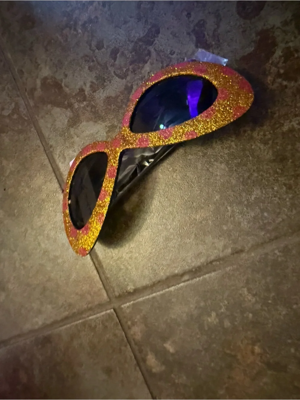 Glitter Cat-Eye Sunglasses - Pink & Gold